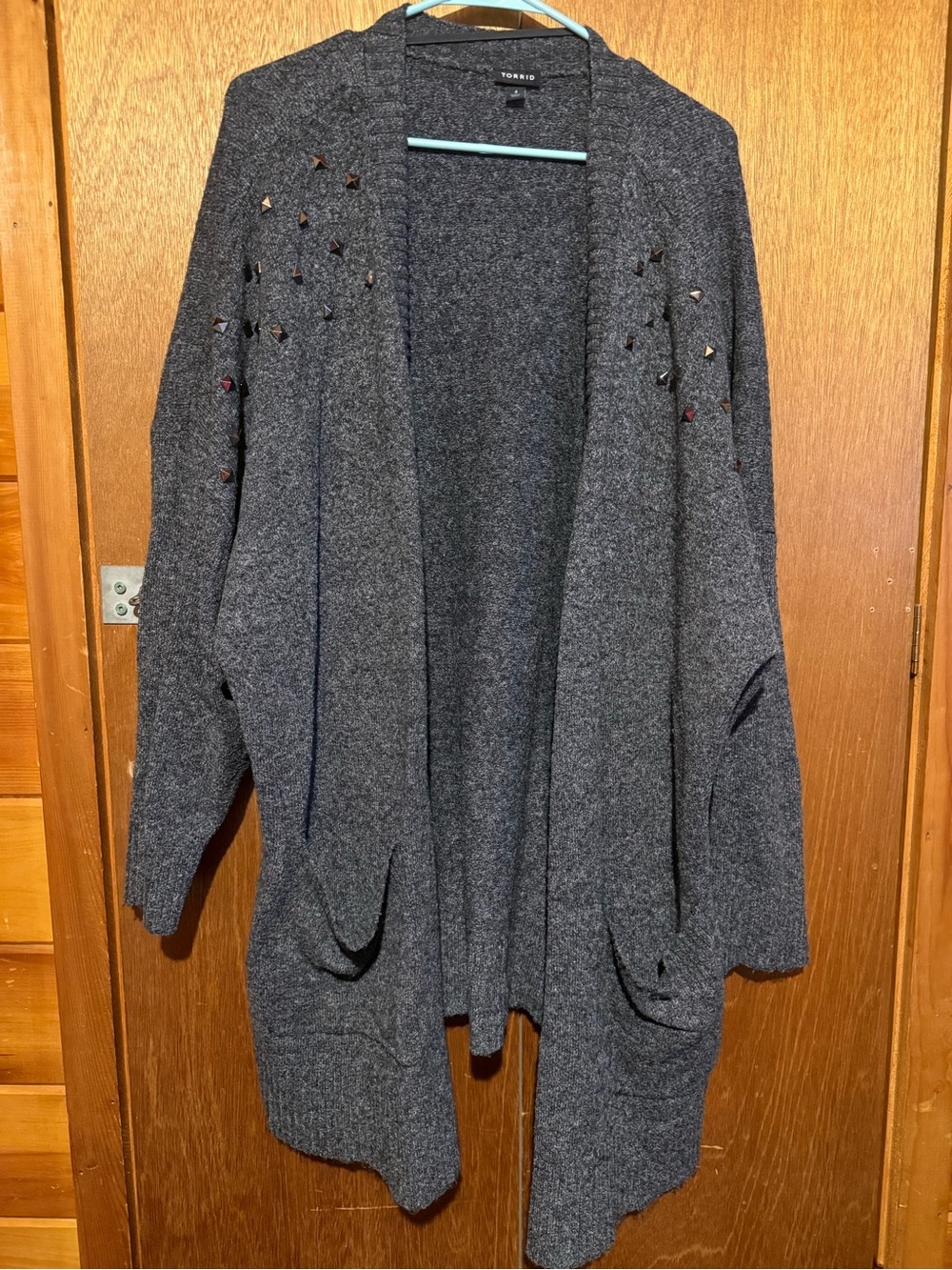 torrid Dark Charcoal Open-Front Studded Cardigan